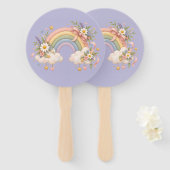 Pastel regenboog kantoorartikelen handwaaier (Voorkant en achterkant)