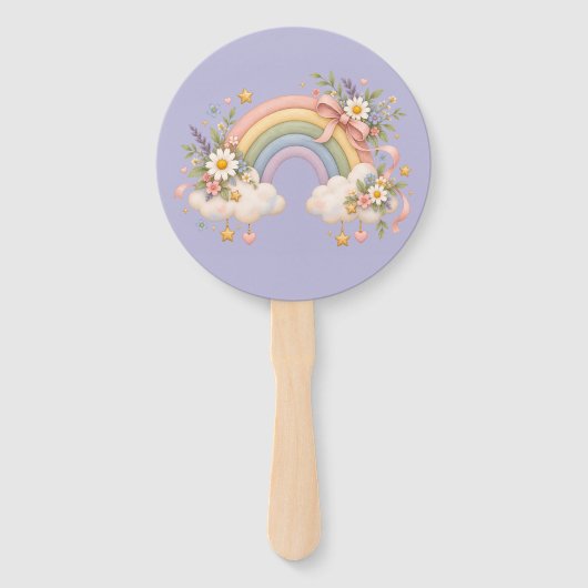 Pastel regenboog kantoorartikelen handwaaier (Voorkant)