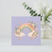 Pastel regenboog kantoorartikelen  save the date (Staand voorkant)