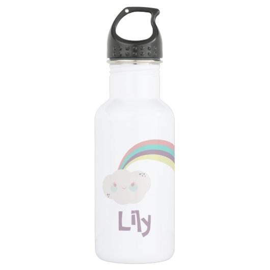 Pastel Regenboog Kinderen RVS Waterfles (Voorkant)