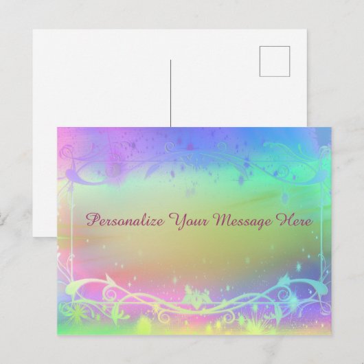 Pastel Regenboog Kleur Personaliseer Bericht, Cita Briefkaart (Voorkant / Achterkant)