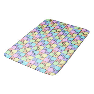 Pastel Regenboog Kleur Puzzel Geometrisch Patroon Badmat