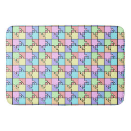Pastel Regenboog Kleur Puzzel Geometrisch Patroon Badmat