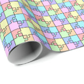 Pastel Regenboog Kleur Puzzel Geometrisch Patroon Cadeaupapier (Rol Hoek)