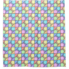Pastel Regenboog Kleur Puzzel Geometrisch Patroon Douchegordijn