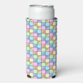 Pastel Regenboog Kleur Puzzel Geometrisch Seltzer Blikjeskoeler (Seltzer Voorkant)