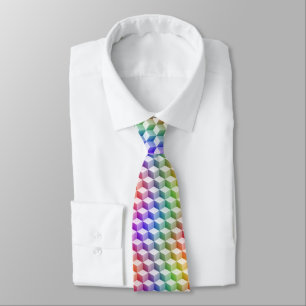 Pastel Regenboog Kleur Schaduw 3D Uitzicht Kubusse Stropdas