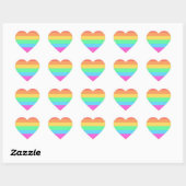 Pastel regenboog kleur strepen ontwerp hart sticker (Vel)