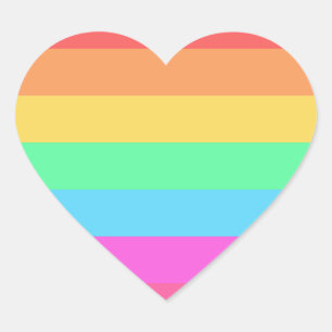 Pastel regenboog kleur strepen ontwerp hart sticker