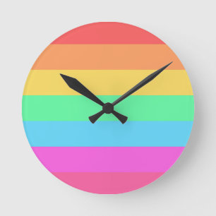 Pastel regenboog kleur strepen ontwerp ronde klok