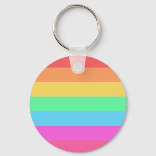 Pastel regenboog kleur strepen ontwerp sleutelhanger (Voorkant)