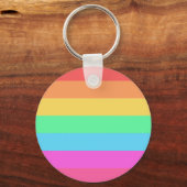 Pastel regenboog kleur strepen ontwerp sleutelhanger (Voorkant)