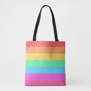 Pastel regenboog kleur strepen ontwerp tote bag