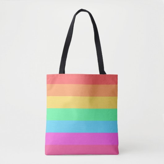 Pastel regenboog kleur strepen ontwerp tote bag (Voorkant)