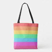 Pastel regenboog kleur strepen ontwerp tote bag (Achterkant)