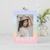 Pastel Regenboog Kleurblok Strepen Foto Bedankt (Staand voorkant)