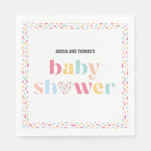 Pastel Regenboog Kleuren Baby shower Gepersonalise Servet (Voorkant)