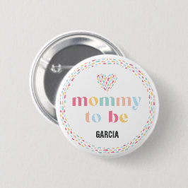 Pastel Regenboog Kleuren Baby shower Mama te zijn Ronde Button 5,7 Cm