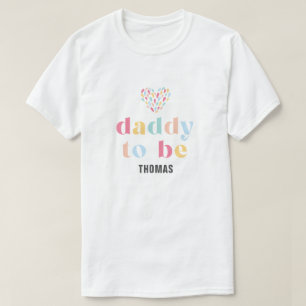 Pastel Regenboog Kleuren Baby Shower Papa in wordi T-shirt