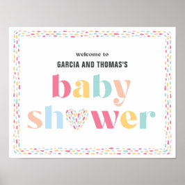 Pastel Regenboog Kleuren Baby shower Welkomstbord Poster