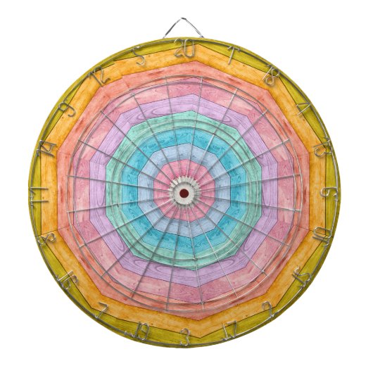 Pastel Regenboog Kleuren Rustieke Hout Tintaar  Dartbord (Voorkant)
