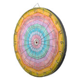 Pastel Regenboog Kleuren Rustieke Hout Tintaard   Dartbord (Voorkant Rechts)