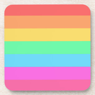 Pastel Regenboog Kleuren Strepen Ontwerp Bier Onderzetter