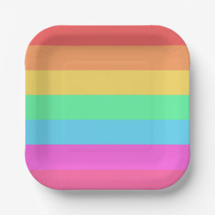 Pastel Regenboog Kleuren Strepen Ontwerp Papieren Bordje