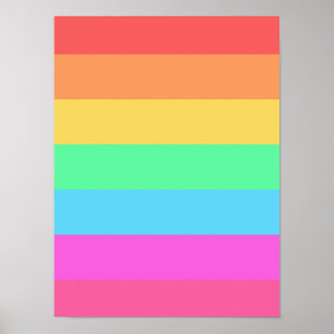 Pastel Regenboog Kleuren Strepen Ontwerp  Poster