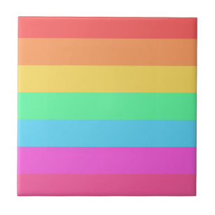 Pastel Regenboog Kleuren Strepen Ontwerp Tegeltje