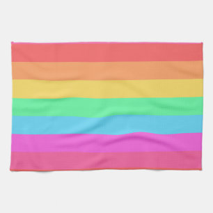 Pastel Regenboog Kleuren Strepen Ontwerp Theedoek