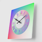Pastel regenboog kleurrijk Romeins uur, minuut mar Vierkante Klok (Hoek)