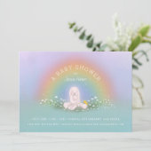 Pastel Regenboog Konijn Baby Shower Kaart (Staand voorkant)