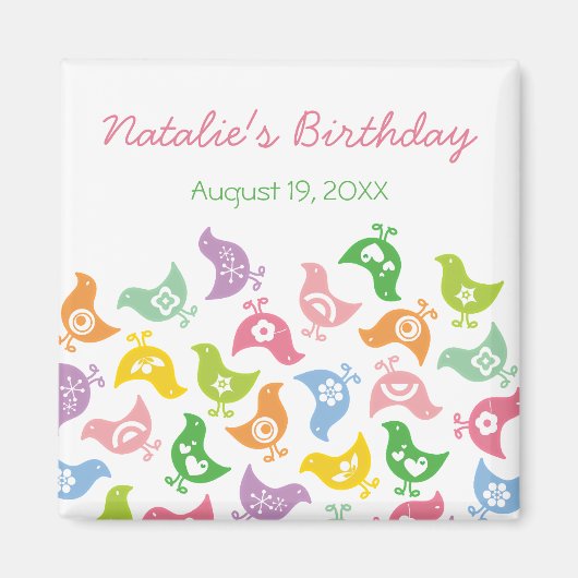 Pastel Regenboog Kuikens Kind Verjaardag Save The Magneet (Voorkant)