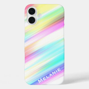 Pastel Regenboog Kwaststreken Persoonlijk iPhone 16 Plus Hoesje