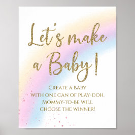 Pastel Regenboog Laten we een baby baby shower spe Poster