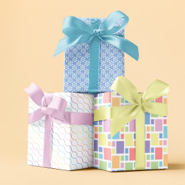 Pastel regenboog lente blauw set van 3 inpakpapier vel