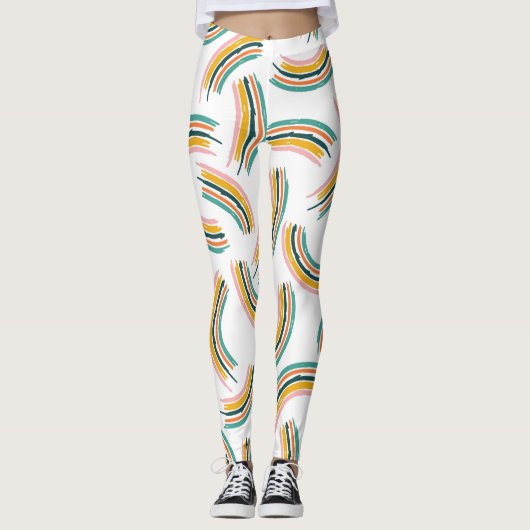Pastel Regenboog Lijnen:  Naadloos Leggings (Voorkant)