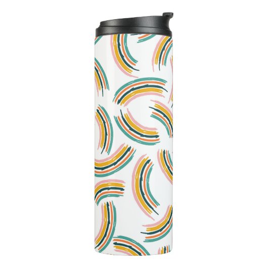 Pastel Regenboog Lijnen:  Naadloos Thermosbeker (Gedraaid links)