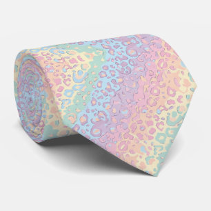 Pastel Regenboog Luipaardprint Halsebandje Stropdas