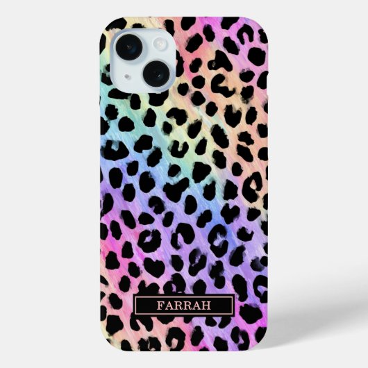 Pastel Regenboog Luipaardprint Monogram Case-Mate iPhone Case (Achterkant)