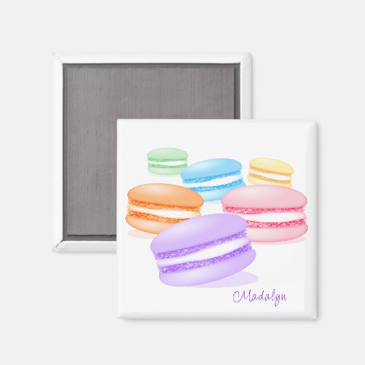 Pastel regenboog macarons magneet (Voorkant / Achterkant)