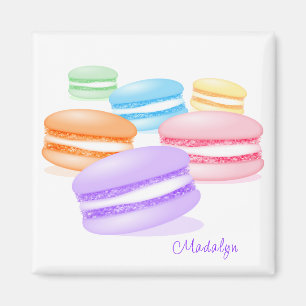 Pastel regenboog macarons magneet