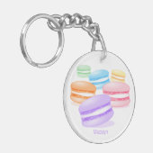 Pastel regenboog macarons sleutelhanger (Voorkant Links)