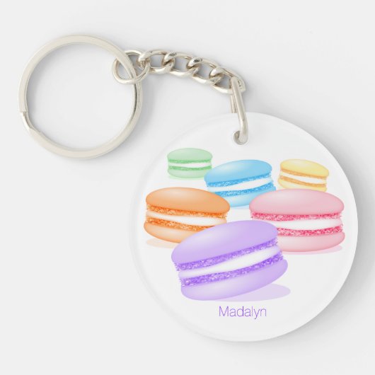 Pastel regenboog macarons sleutelhanger (Voorkant)