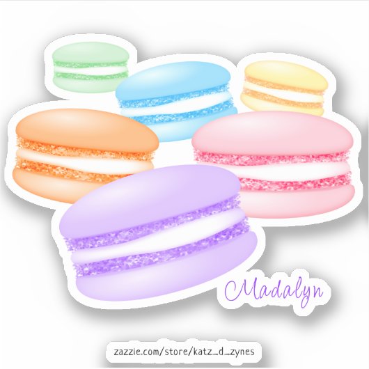 Pastel regenboog macarons sticker (Voorkant)