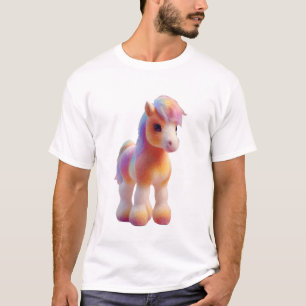 Pastel Regenboog Magie Pony Illustratie Mannen T-shirt