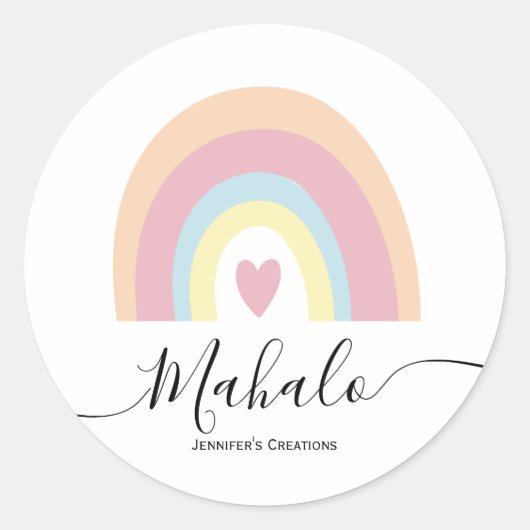  pastel regenboog mahalo sticker (Voorkant)