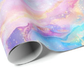 Pastel Regenboog Marmer met Gouden Glitter Cadeaupapier (Rol Hoek)