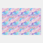 Pastel Regenboog Marmer met Gouden Glitter Inpakpapier Vel (Voorkant 2)